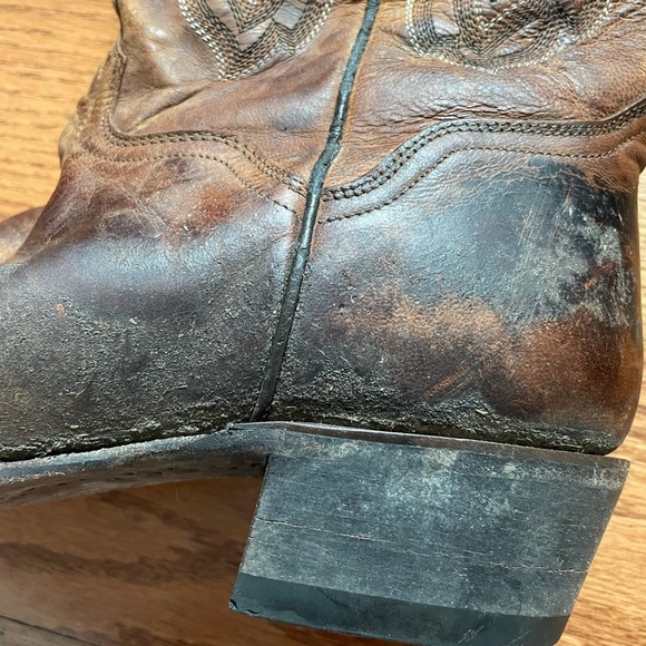 JB Dillon Brown Goat Leather Distressed Cowboy Boots 10.5 JMB3205 Festival Rodeo - Picture 5 of 8